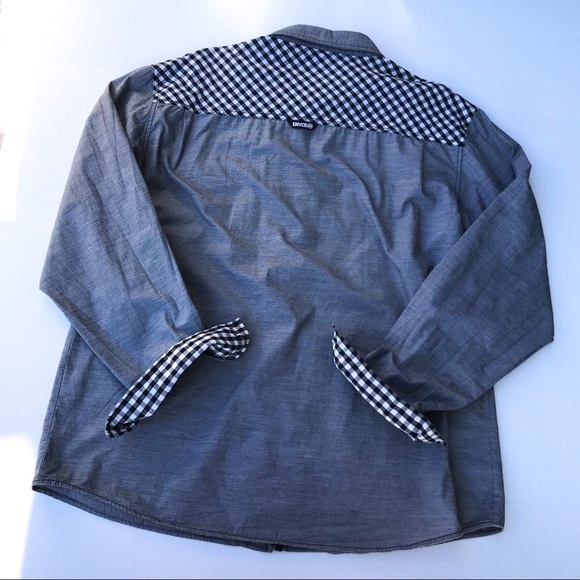 Enyce Other - Enyce Gray Contrast Gingham Cuff Button Down XL